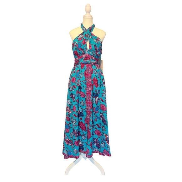 Caroline Constas Blue and Pink Floral Maxi Dress - Picture 3 of 10